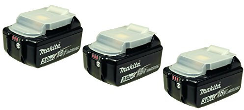 3x Makita BL 1830 B 18V - 3 Ah / 3000 mAh Li-Ion Akku mit LED Anzeige - original, kein Nachbau