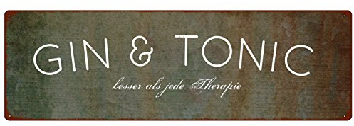 Interluxe METALLSCHILD Türschild Gin & Tonic Bar Dekoschild Shabby Spruch Vintage Geschenk