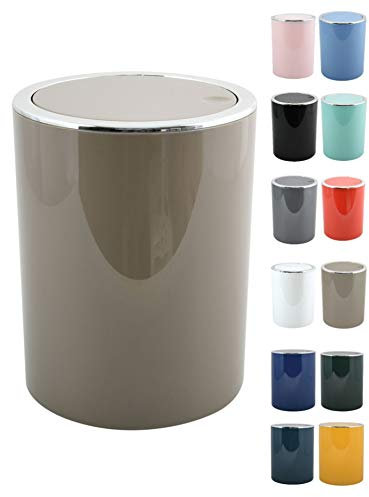 MSV Cubo de Basura 6 litros, ABS Plástico, colección KAMAKA, Color MARRÓN