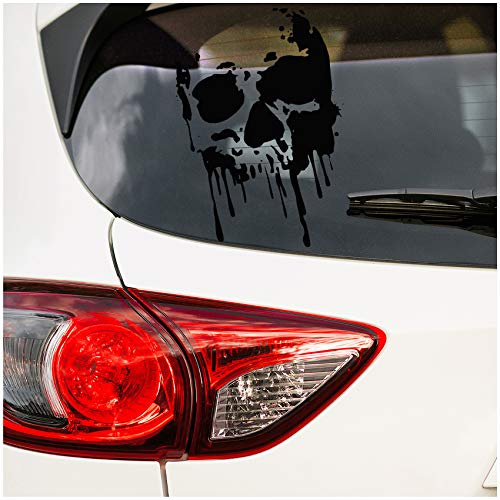 Totenkopf Aufkleber - Finest Folia Sticker Auto Boot Motorrad Caravan Dekor K071 (Schwarz Glanz, 30cm x 20cm)