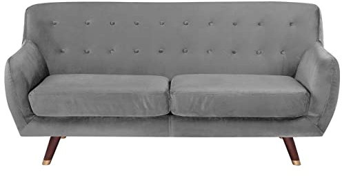 Modernes 3er Retro-Sofa aus Samtstoff in Grau Bodo