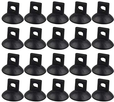 HALJIA 20PCS 7mm Aquarium Thermometer Suction Cup Aquarium Fish Tank Suction Cups Suckers Clips Air Line Pump Tubing Plastic Airline Suction Cup Fish Tank Sucker Holders Clamps Black