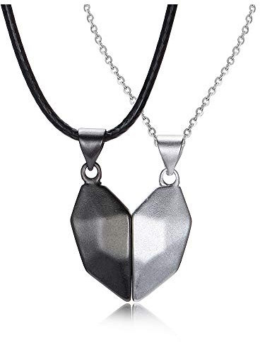 JSDDE Paar Ketten für Sie und Ihn | Pärchen Kette | Magnet Herz Puzzle Anhänger Halskette | Freundschaftsketten Partnerketten | Partner Pärchen Geschenke für Damen Herren