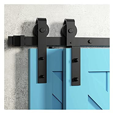 GIFSIN 122cm Schiebetür Hardware Kit Schiebetür Kits Schiebetürschienen für Doppeltüren,Gespleißte Führungsschienen, Doppeltüren Uberlappbar
