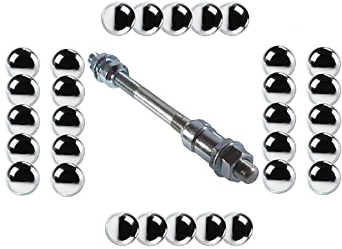 cyclingcolors Fahrrad Achse vorderrad 3/8 x 135mm Silber solid massiv + 30x Kugeln 6.35mm 1/4 Zoll naben MTB rennrad