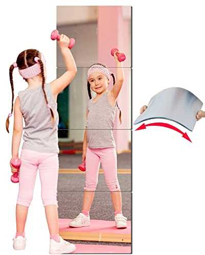 BQRIS Kids Safety Unbreakable Mirror,Acrylic Shatterproof Mirrors Full Length,12x12x4 Pack,Children Non Glass Stick on Mirror,Gym Mirror for Home Workout,Bedroom Body Mirrors Wall Dormitory
