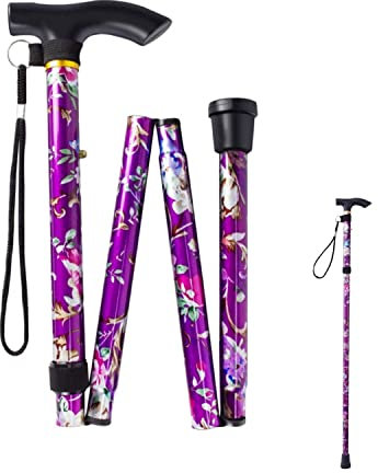 Bessy shop Bastone da Passeggio Pieghevole,Bastone per Anziani Bastone da Passeggio Elegante Bastone da Passeggio per Anziani Bastone Pieghevole Uomo Bastone per Anziani Donna Motivo a Fiori