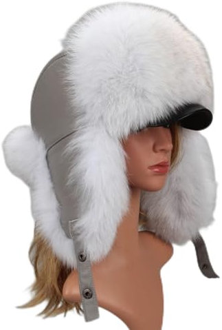 DEPAJA Russische Mütze Uschanka-Pilotenhut Mit Ohrenklappenkappen Für Russische Frauen Bomberhüte Trapper-Fliegermütze Mit Leder, Stil 4,56-60 cm