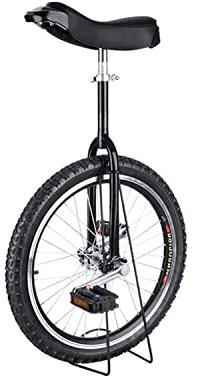 Einrad-Reifen, Chrom, Einrad, Trainings-Stil, Radfahren, mit Ständer, Radfahren, Outdoor-Sport, Fitness, Training, Gesundheit, Schwarz, 50,8 cm