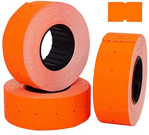 SKIR'CO (4 Rollen) Preisauszeichner-Etiketten 21 x 12 mm rot Farbe, Preismarker-Etiketten, 4.000 Preisaufkleber, Preismarkierungs-Tags