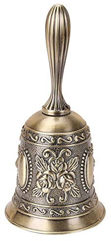 ccHuDE Vintage Metallglocken Handruf Glocken Tafelservice Glocke Große Handwerk Handglocke Weihnachten Jingle Bell Food Line Bell Klingelglocke Klingelglocke mit Griff Bronze