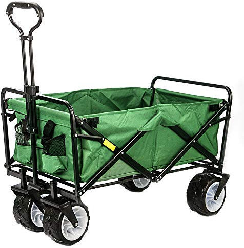 Strandwagen, Handkarre, faltbar, 80 kg Tragfähigkeit, 7-Zoll-Geländerad, Verstellbarer Drehgriff, geeignet zum Einkaufen, Outdoor-Fotografie, Angeln, Camping