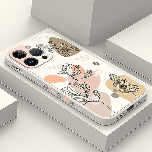 LEECG für iPhone 15 Pro Max Hülle Kreative Muster für iPhone 15 Pro Max Handyhülle Mikrofaser Weiche Flüssigem Silikon Cover-Morandi Weiß