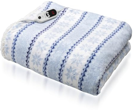MACOM Plaid Riscaldabile con Comoda Tasca per i Piedi – Morbido Tessuto 180x120, Riscaldamento Rapido a Basso Consumo, 9 Temperature con Timer, Lavabile in Lavatrice – Enjoy & Relax 943 Morby Plaid