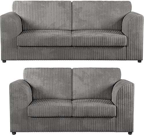 JUMBO CORD ORIGINAL CHICAGO FULL BACK 3+2 Sofa Swivel Chair *SALE* (3 SEATER, GREY)