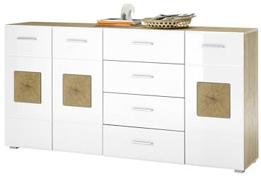 möbelando Sideboard >Georgia< in Eiche Artisan Nachbildung - 180x92x38cm (BxHxT)