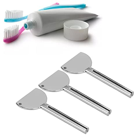 3-teiliger Zahnpasta-Ausdrücker, Tubenausdrücker, Metall-Tubenpresser, Tubenroller, Tubenpresse, Halbrunder Quetsch-Haarpasten-Spender, Roller Für Zahnpasta, Kosmetik, Öl, Creme, Farbe