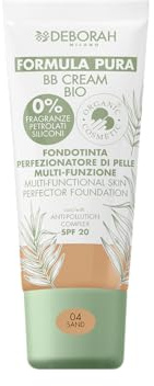 Deborah Milano - BB Cream Formula Pura BIO SPF 20 con Ingredienti Naturali, 04 Sand, Effetto Nutriente, Antiossidante e Anti-luce Blu, Dona una Pelle Levigata e Nutrita, 30 ml