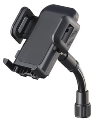 K&M 19762 Smartphone-Halter Schwarz, Kunststoff - 360° Drehung, flexible Klemmbacken für 4,5-9 cm - für flache Geräte