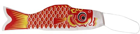 KONTONTY Japanische Karpfen Windsock Koinobori Rote Dekoration für Garten und Terrasse Japanische Gartendeko Karpfenflagge Windsock für Draußen Fisch-streamer Koinobori Banner