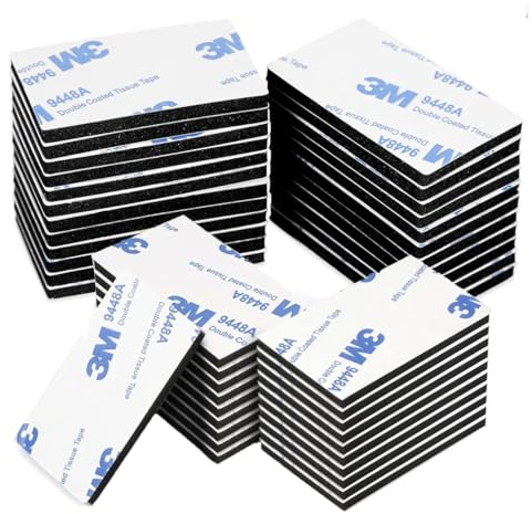 June tech 50 Pcs Double Sided Sticky Tape Heavy Duty Strong Mounting Adhesive Foam Pads Waterproof Double Sided Sticky Pads (Pack of Black Rectangle)