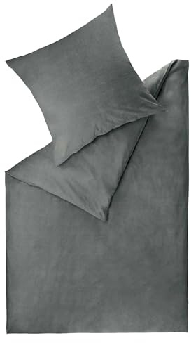 Esprit Home Premium Bettwäsche 140x200 Baumwolle Anthrazit 2tlg - Bettwäsche-Sets 2teilig bestehend aus 1 Bettwäschebezug 140x200cm - inkl. 1 Kopfkissenbezug 70x90cm - Öko-Tex Zertifiziert
