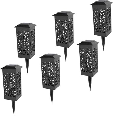 Hoement 6stücke Wasserdichte Solar-rasenleuchten Mit Einzigartigem Design Für Garten Und Veranstaltungen Im Freien Weißlicht