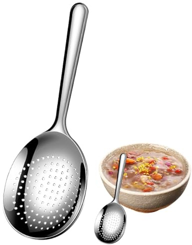 Cuillère de cuisine en métal, cuillère de service en acier inoxydable | Louche à soupe pour servir – Grande cuillère de service avec trous de drainage pour buffet et banquet, restaurants et maisons