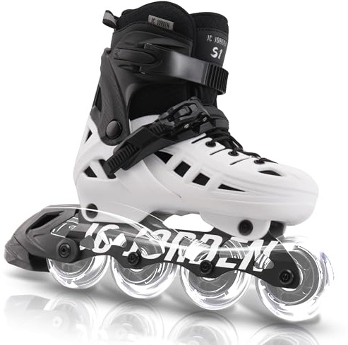 JC JORDEN Inline Skates for Women Men, 4 Sizes Adjustable Roller Skates with Full Light Up Wheels, Durable Outer Shell, Roller Skates for Kids, Adults, Girls and Boys