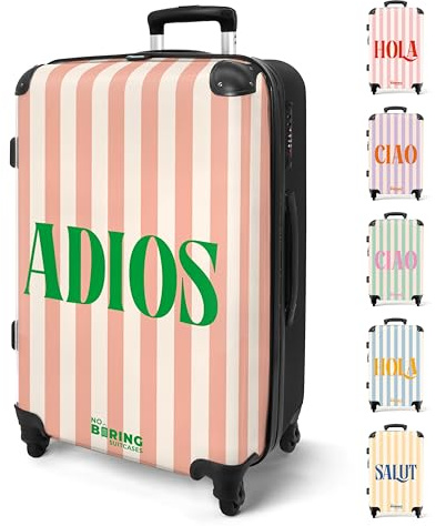 NoBoringSuitcases© Reisekoffer 67cm Personalisiert | 72L - Großer Hartschalenkoffer mit Rollen, Leichtgewicht Trolley, Koffer Groß für 20kg Gepäck Ein-Wort-Zitat in 6 Farben,