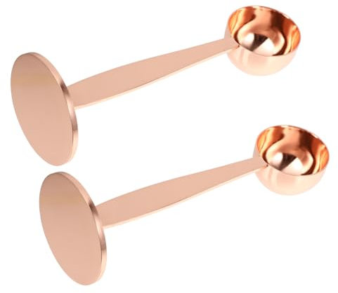 OKUMEYR 2pcs Professional Espresso Measuring Spoon Cup Press Tool Rose Gold Finish