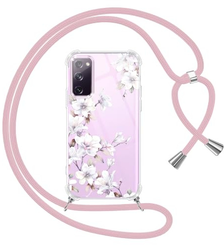 Yoedge Handyband Handyhülle für Samsung Galaxy S20 FE 5G 6,5 Hülle mit Band, Durchsichtig Aesthetic Muster Blumen Case mit zum Umhängen, Weiche TPU + PC Stoßfest Schutzhülle für Samsung S20 FE, 05