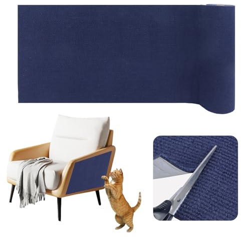Alfombra rascador para Gatos Adhesivo Protector Sofa Gatos arañazo rascador Sofa Adhesivo (Azul Oscuro, 40cm×2m)