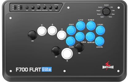 MAYFLASH F700 FLAT Elite Wireless Arcade Stick Leverless All Button Controller mit Sanwa Tasten Kompatibel mit PS5, PS4, PC, Xbox Series S/X, Switch/Switch 2 Unterstützung Bluetooth, 2.4G und Wired