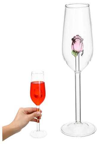 UTHCLO Bicchiere Da Vino Rosso e Calice Da Vino Creativo in Cristallo Rosa, Design Europeo Base in Vetro, Decorazione Per Feste, Matrimoni e Uso Domestico,