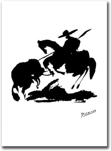 Rikin Liuff Pablo Picasso Corrida de Toros Arte de Pared Picasso Impresiones Picasso Cartel de la Corrida de Toros Pablo Picasso Cuadro en lienzo para decoración de cuadros en casa 50x70cm Sin marco