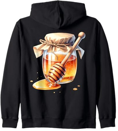 Pot à miel sucré avec cuillère rustique et charmant thé de l'après-midi Sweat à Capuche