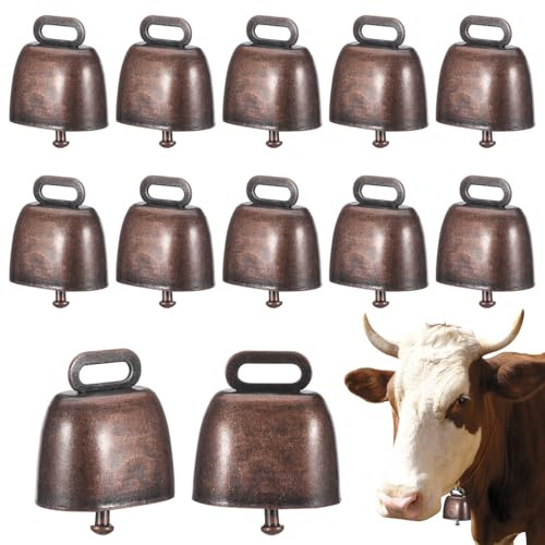 Besportble 12 StüCk Kleine Metall Kuhglocken Schafglocken Tierglocke Mit Klarem Klang FüR Rinder Ziegen Und Schafe Robuste Viehglocken FüR Bauernhof Und Outdoor