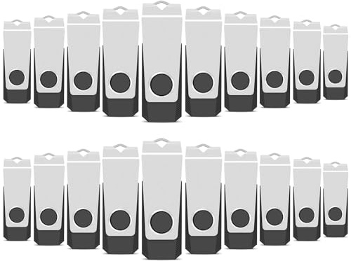 TEWENE USB Stick 2GB 20 Stück Set, USB 2.0 Rotate Flash Drive | Inklusive Trageband und Aufklebern; das Gehäuse ist um 360° drehbar; weitgehend kompatibel