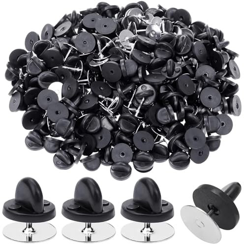 50 Paar Anstecker Pin Backings,Tie Tack Pin Backs mit Blank Pins 10mm Gummi Tie Tack Pin Butterfly Pin Back Metall Butterfly Clutch Schmetterling Clutch für Schmuckherstellung und Handwerk