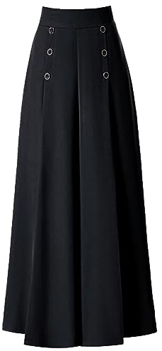 Pleated Wide Leg Pants Womens High Waisted Baggy Trousers for Women Lounge Long Palazzo Pants Flowy Business Work Casual Pant with Pockets Ummer Trousers for Women UK Culottes Black