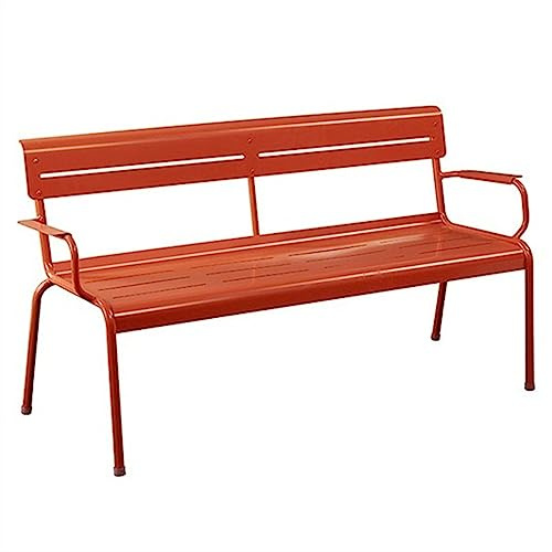 FAJNUZI2024 Metallbank Terrassenbank for den Außenbereich, Aluminiumlegierung, mit Rückenlehne, geeignet for Balkone, Gärten, Decks, Hinterhöfe Sitzbank(Red,160x55x82CM)