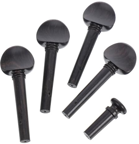 Ebenholz Geigenwirbel 4/4- Satz mit Endstift für Violine | 1 Satz, Schwarz Lackiert, Zubehör für Streichinstrumente, Passende Ersatzteile für Instrumente
