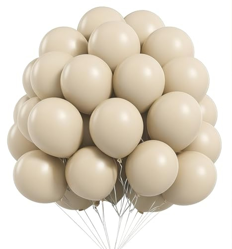 EWODEIEW Luftballons Sand Weiß, 60 Stück 10 Zoll Beige Latex Ballons,Matt Cream Weiss Helium Ballon,Beige Weiß Luftballon Girlande Partyballon für Geburtstag Babyparty Hochzeit Party Deko
