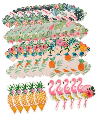48 Stück Hawaiian Party Cupcake Wrappers und Toppers Doppelseitig Bedruckte Ananas und Flamingo Kuchen Dekoration für Hochzeiten und Feiern Wrapper Toppers