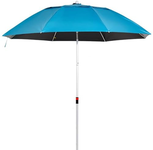 Ombrellone da Spiaggia Portatile con Rotazione a 360°, Parasole da Esterno con Protezione UV, Ombrellone da Giardino per Pesca, Campeggio, Picnic(200cm/6.5ft)