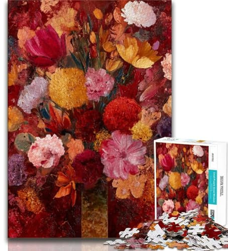 Puzzles pour Adolescents 1000 pièces Peinture de Fleurs dans Un Vase, Jeu Familial, avec pièces entièrement emboîtables de Formes aléatoires pour Les Enfants de 14 Ans et Plus 38x26cm