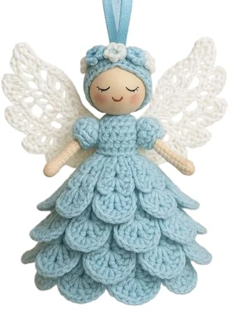 Qiaonan Häkelengel Ornament Kit, Weihnachtsbaum Häkeln Spielzeug Hängende Ornament, Anfänger-Häkelset Für Weihnachtsbaum-Dekoration, Weihnachtsengel Set Für Frauen Männer Hobbyisten