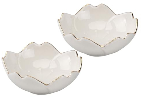 DIYEAH Piatto Fiore Ceramica 2 Pezzi Bianco per Condimenti e Salse | Piatti Ceramica, Ciotoline per Salse Ceramica, Ciotole Cucina Porcellana, Uso Sushi e Feste