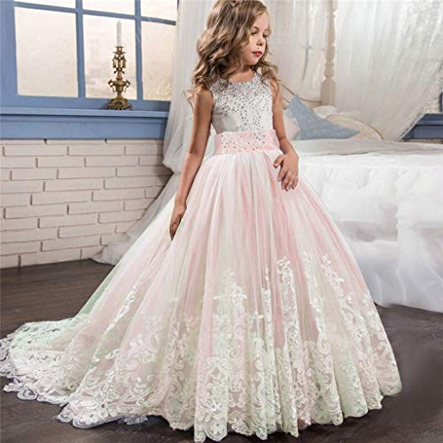 Genérico Vestidos NiñA 10 AñOs Ceremonia,Boda Tul Vestido Princesa NiñA Vestido Dama De Honor Encaje Tutú Desfile NiñAs Vestido Y Falda